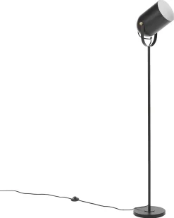 Stehlampe Metall Schwarz / Gold Matt 156 Cm Rund Tyria