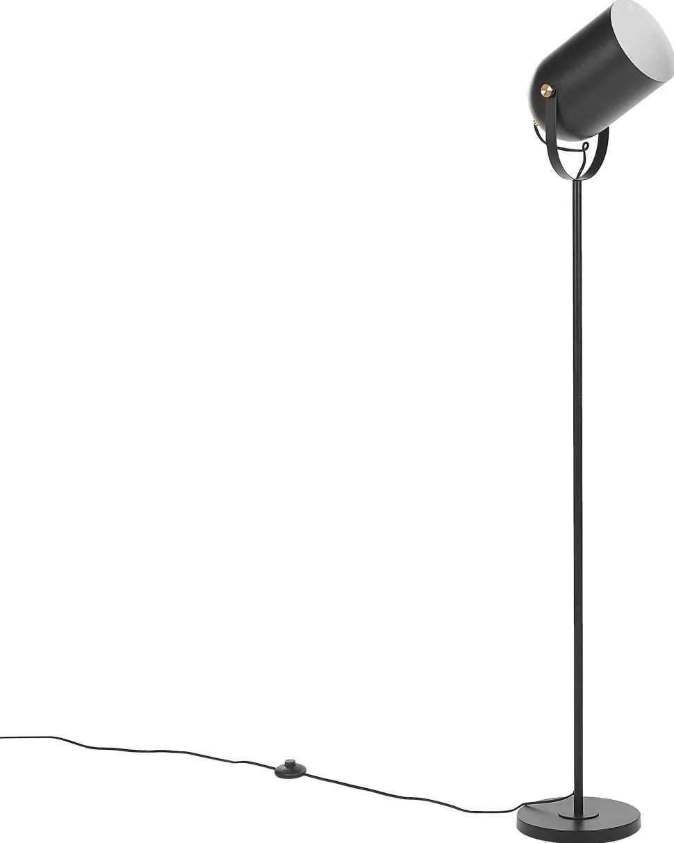 Stehlampe Metall Schwarz / Gold Matt 156 Cm Rund Tyria