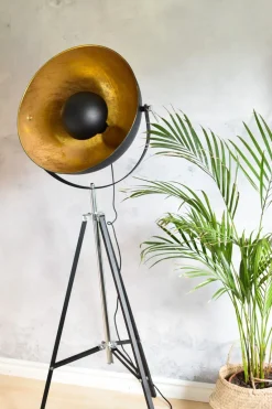 Stehlampe Schwarz / Gold 165 Cm Rund Thames Ii