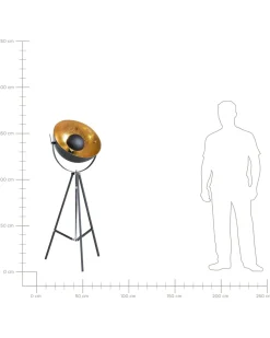 Stehlampe Schwarz / Gold 165 Cm Rund Thames Ii