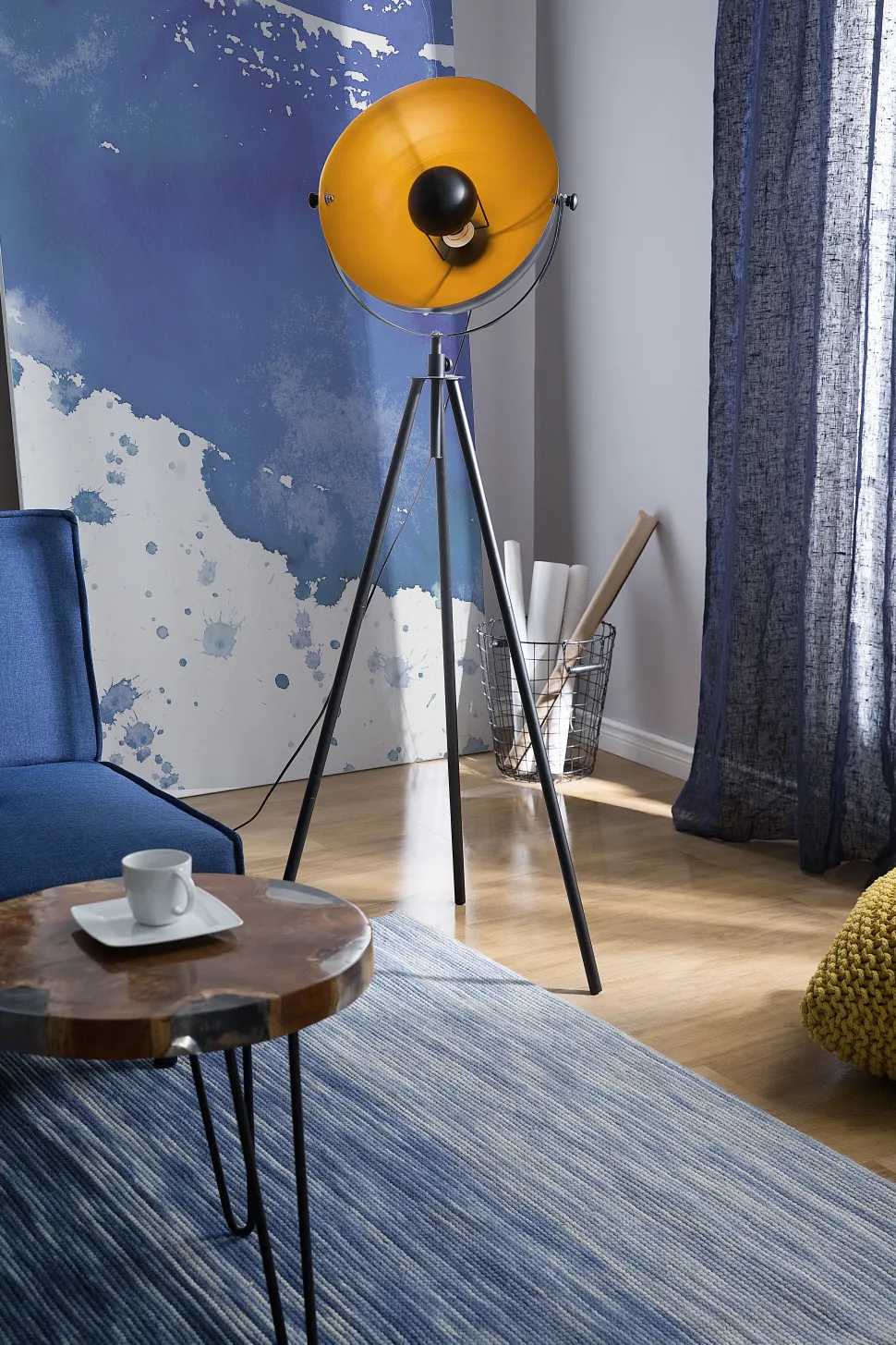 Stehlampe Schwarz / Gold 170 Cm Rund Thames