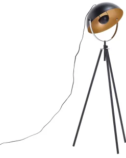 Stehlampe Schwarz / Gold 170 Cm Rund Thames