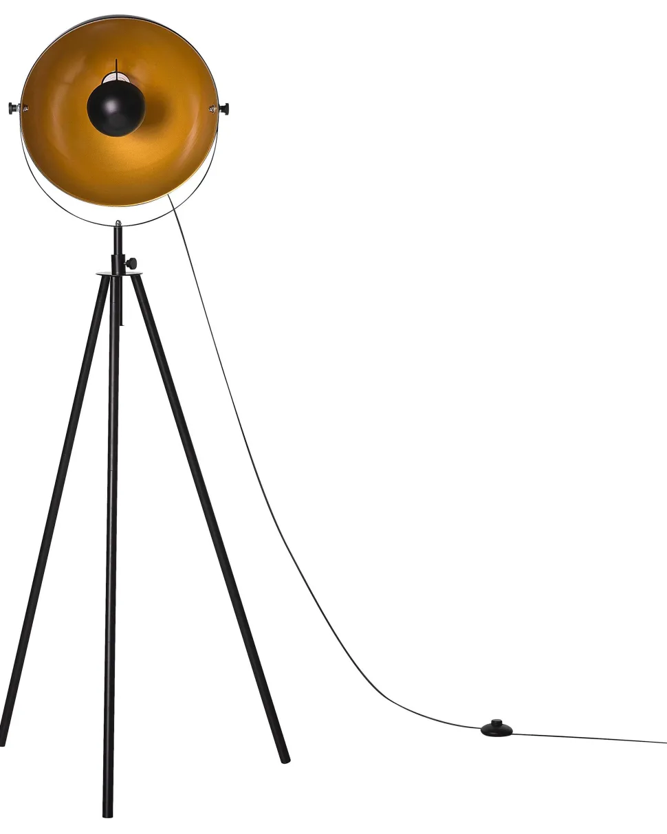 Stehlampe Schwarz / Gold 170 Cm Rund Thames