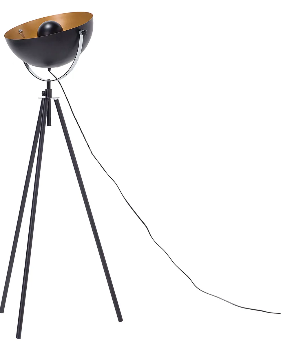 Stehlampe Schwarz / Gold 170 Cm Rund Thames