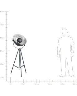 Stehlampe Schwarz / Silber 165 Cm Rund Thames Ii