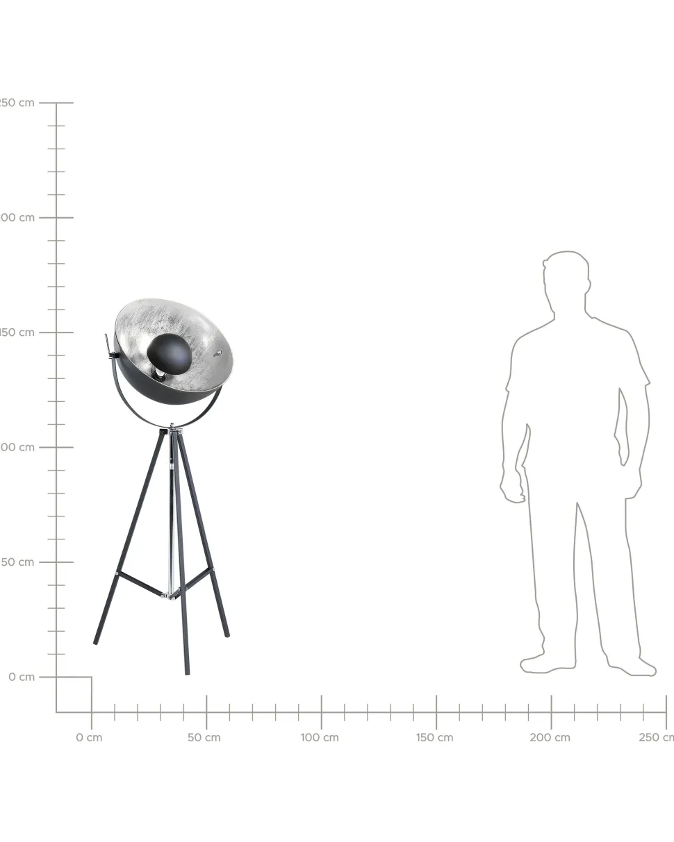 Stehlampe Schwarz / Silber 165 Cm Rund Thames Ii
