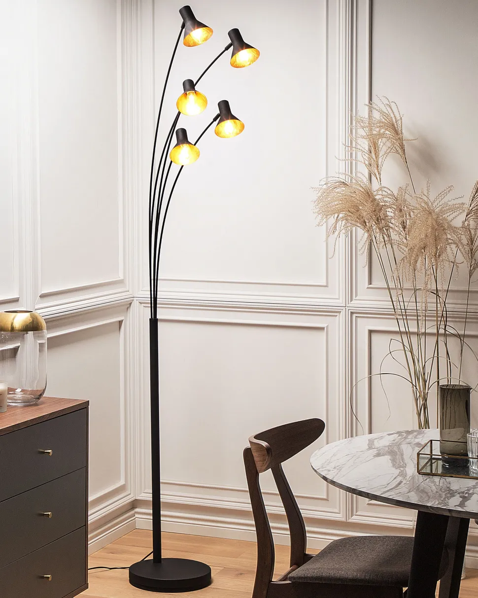 Stehlampe Schwarz 5-Flammig 205 Cm Kegelform Baraga