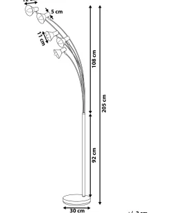 Stehlampe Schwarz 5-Flammig 205 Cm Kegelform Baraga