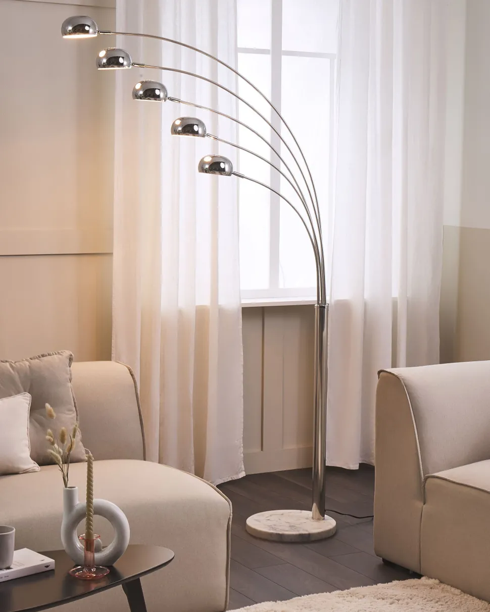 Stehlampe Silber 212 Cm Rund Marmorfus Flinders