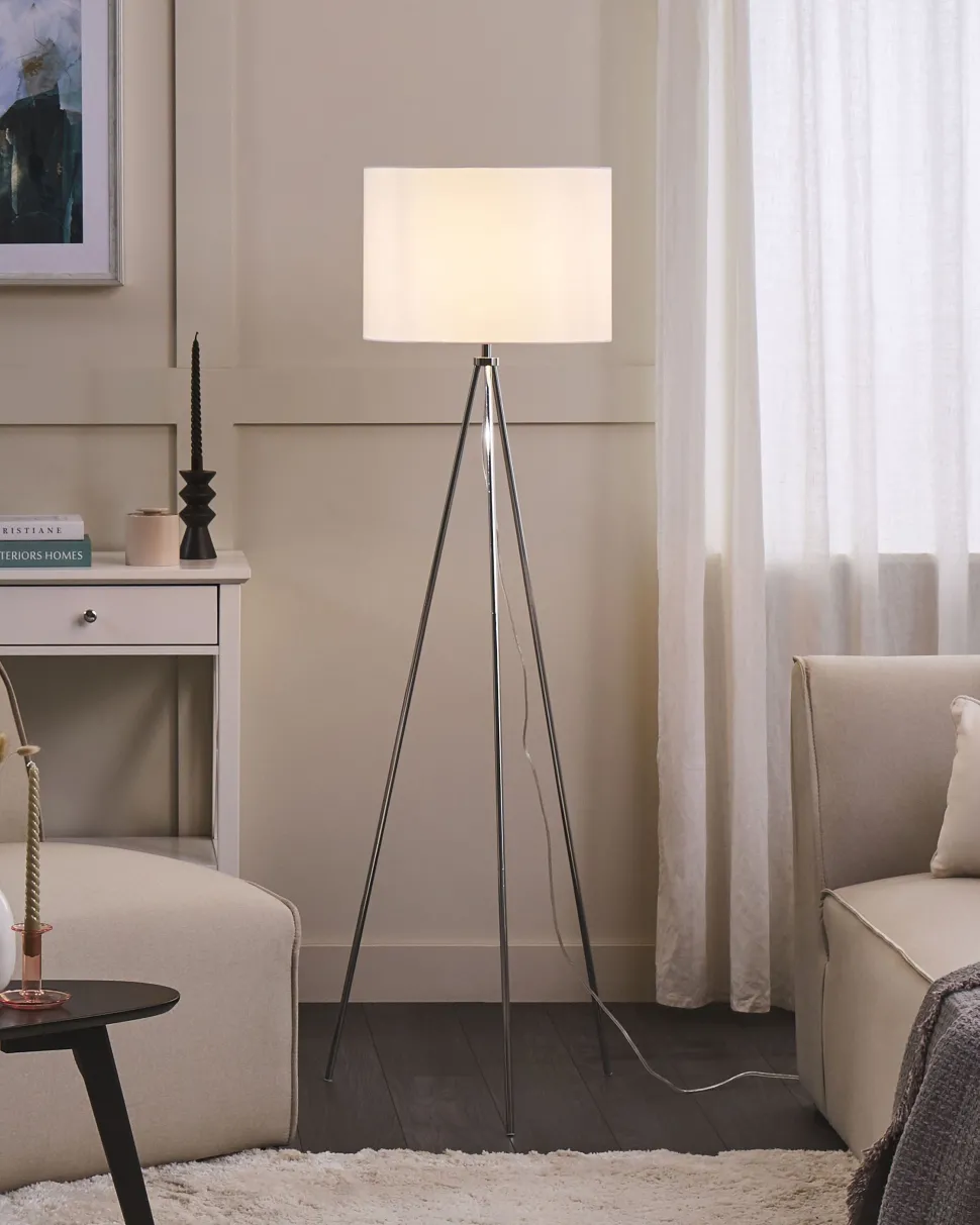 Stehlampe Silber / Weis 148 Cm Trommelform Vistula