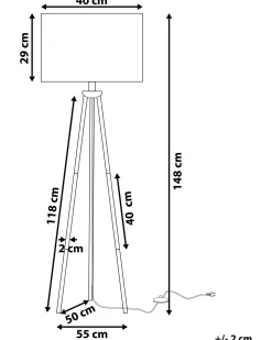 Stehlampe Silber / Weis 148 Cm Trommelform Vistula