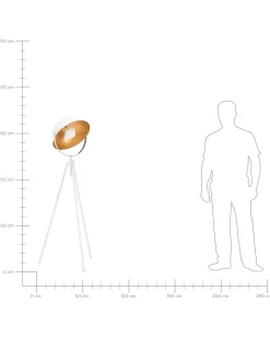 Stehlampe Weis / Gold 170 Cm Rund Thames