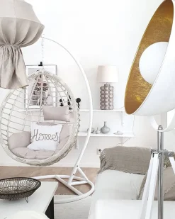Stehlampe Weis / Gold 170 Cm Rund Thames