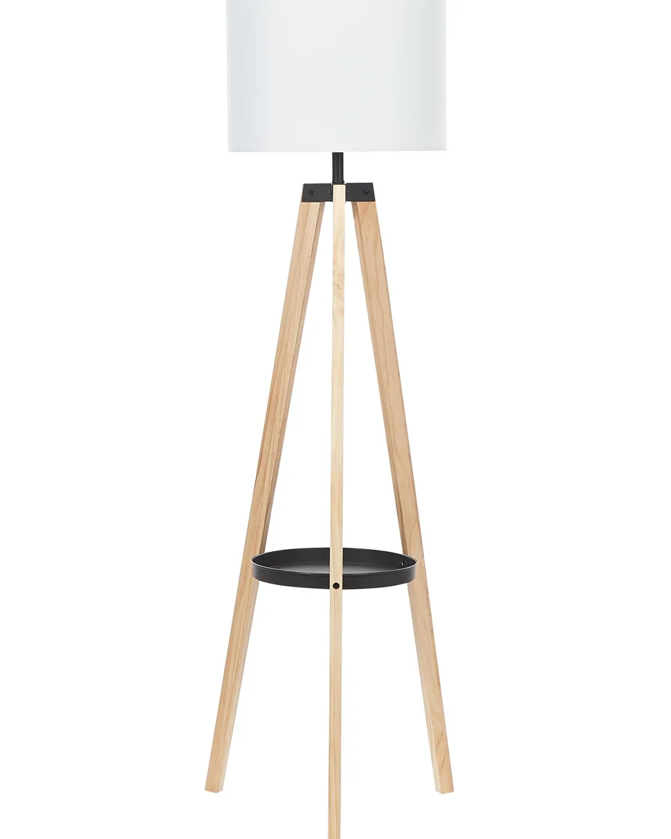 Stehlampe Weis / Hellbraun 149 Cm Trommelform Bluff