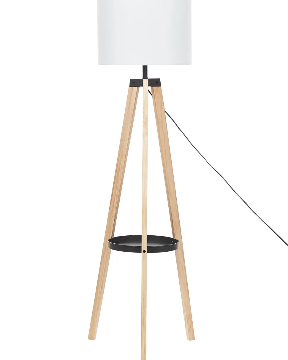 Stehlampe Weis / Hellbraun 149 Cm Trommelform Bluff