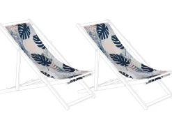 Stoffbezug 2Er Set Fur Gartenliegen Anzio / Avellino Blattermotiv Blau