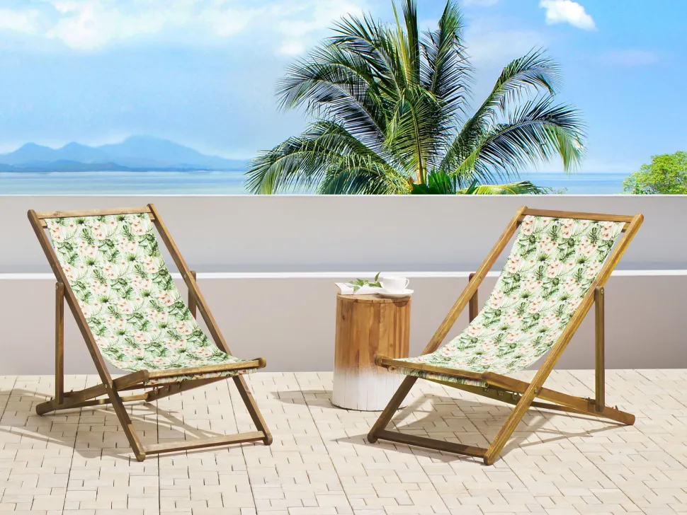 Stoffbezug 2Er Set Fur Gartenliegen Anzio / Avellino Blumenmotiv Rosa