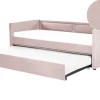 Tagesbett Ausziehbar Cord Pastellrosa Lattenrost 90 X 200 Cm Mimizan
