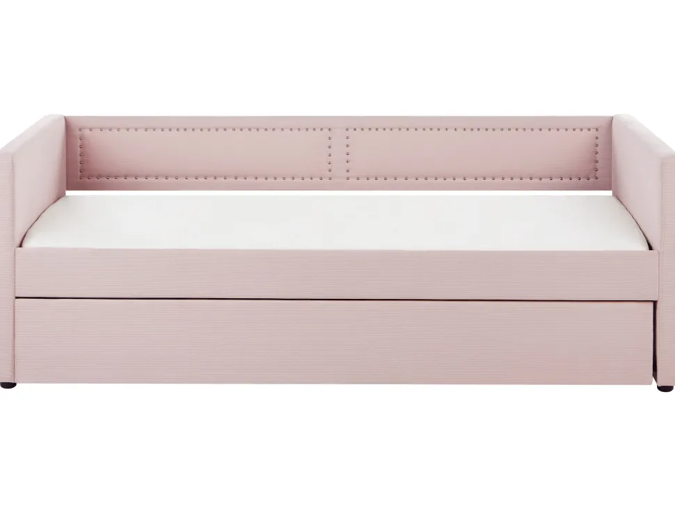 Tagesbett Ausziehbar Cord Pastellrosa Lattenrost 90 X 200 Cm Mimizan