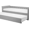 Tagesbett Ausziehbar Polsterbezug Hellgrau Leinenoptik Lattenrost 90 X 200 Cm Libourne