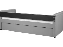 Tagesbett Ausziehbar Polsterbezug Hellgrau Leinenoptik Lattenrost 90 X 200 Cm Libourne