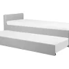 Tagesbett Ausziehbar Polsterbezug Hellgrau Leinenoptik Lattenrost 80 X 200 Cm Marmande