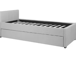 Tagesbett Ausziehbar Polsterbezug Hellgrau Leinenoptik Lattenrost 80 X 200 Cm Marmande