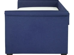 Tagesbett Ausziehbar Polsterbezug Marineblau Leinenoptik Lattenrost 90 X 200 Cm Libourne