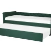 Tagesbett Ausziehbar Polsterbezug Dunkelgrun Leinenoptik Lattenrost 80 X 200 Cm Libourne
