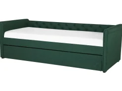 Tagesbett Ausziehbar Polsterbezug Dunkelgrun Leinenoptik Lattenrost 80 X 200 Cm Libourne