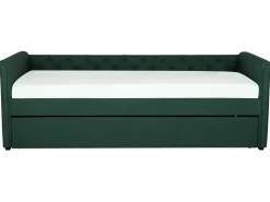 Tagesbett Ausziehbar Polsterbezug Dunkelgrun Leinenoptik Lattenrost 80 X 200 Cm Libourne