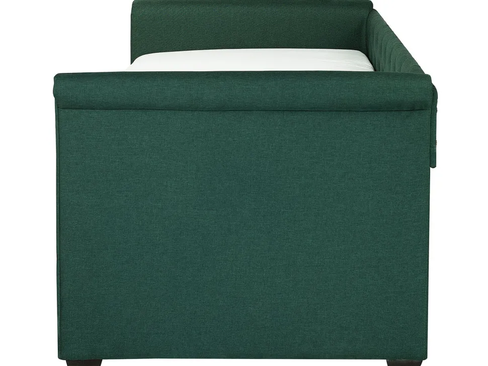 Tagesbett Ausziehbar Polsterbezug Dunkelgrun Leinenoptik Lattenrost 80 X 200 Cm Libourne