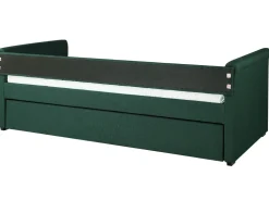 Tagesbett Ausziehbar Polsterbezug Dunkelgrun Leinenoptik Lattenrost 80 X 200 Cm Libourne