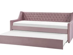 Tagesbett Ausziehbar Samtstoff Rosa Lattenrost 90 X 200 Cm Montargis