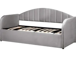 Tagesbett Ausziehbar Samtstoff Hellgrau 90 X 200 Cm Eyburie