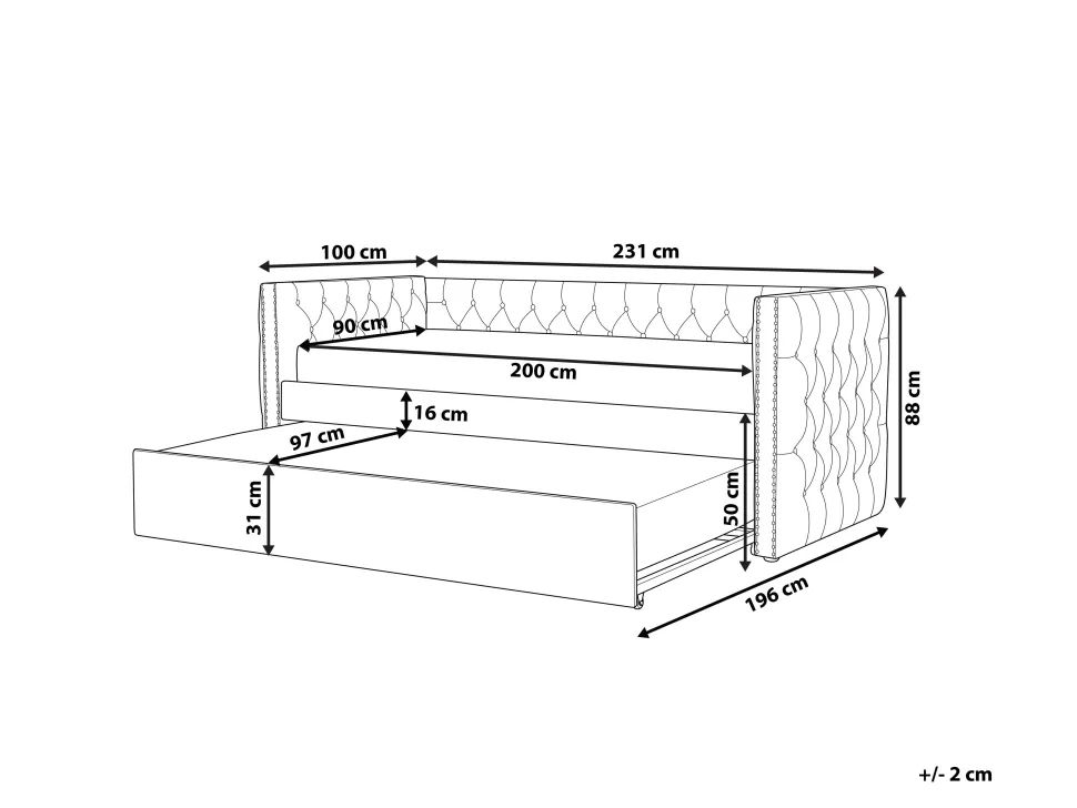Tagesbett Ausziehbar Samtstoff Grau Lattenrost 90 X 200 Cm Gassin