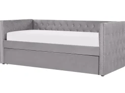 Tagesbett Ausziehbar Samtstoff Grau Lattenrost 90 X 200 Cm Gassin