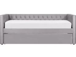 Tagesbett Ausziehbar Samtstoff Grau Lattenrost 90 X 200 Cm Gassin