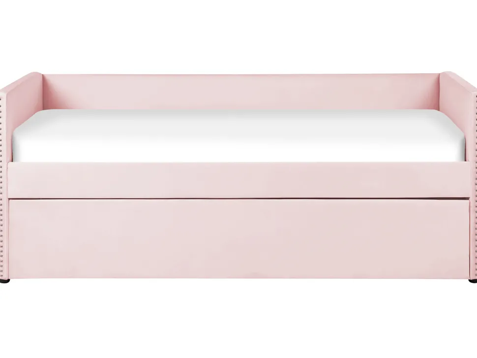 Tagesbett Ausziehbar Samtstoff Rosa Lattenrost 90 X 200 Cm Troyes