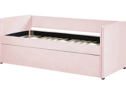 Tagesbett Ausziehbar Samtstoff Rosa Lattenrost 90 X 200 Cm Troyes
