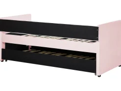 Tagesbett Ausziehbar Samtstoff Rosa Lattenrost 90 X 200 Cm Troyes