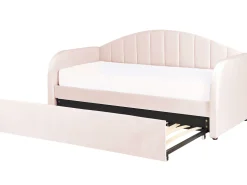 Tagesbett Ausziehbar Samtstoff Pastellrosa 90 X 200 Cm Eyburie