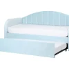 Tagesbett Ausziehbar Samtstoff Hellblau 90 X 200 Cm Eyburie