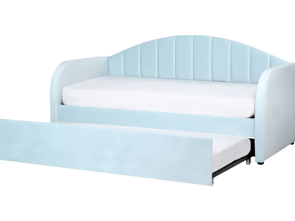 Tagesbett Ausziehbar Samtstoff Hellblau 90 X 200 Cm Eyburie