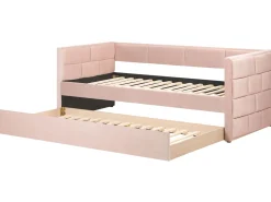 Tagesbett Ausziehbar Samtstoff Pastellrosa Lattenrost 90 X 200 Cm Chavonne