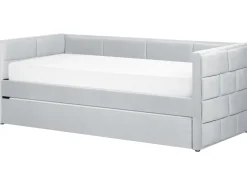Tagesbett Ausziehbar Samtstoff Hellgrau Lattenrost 90 X 200 Cm Chavonne