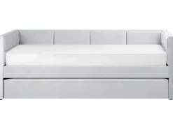 Tagesbett Ausziehbar Samtstoff Hellgrau Lattenrost 90 X 200 Cm Chavonne
