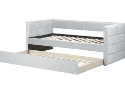Tagesbett Ausziehbar Samtstoff Hellgrau Lattenrost 90 X 200 Cm Chavonne