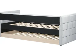 Tagesbett Ausziehbar Samtstoff Hellgrau Lattenrost 90 X 200 Cm Chavonne