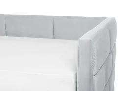 Tagesbett Ausziehbar Samtstoff Hellgrau Lattenrost 90 X 200 Cm Chavonne